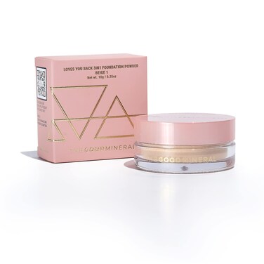 The Good Mineral LovesYouBack 3in1 Mineral Powder Foundation BEIGE 4  Designed for acneprone sensitive skin  Smooths skin and covers dark circles with Natural Coverage  Vegan  Cruelty Free
