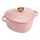 Paris Hilton Enameled Cast Iron Dutch Oven HeartShaped Pot with Lid Dual Handles Works on All Stovetops Oven Safe to 500F 2Quart Pink