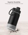 koodee Water Bottle for School12 oz Stainless Steel Vacuum Insulated Wide Mouth Water Flask with Leakproof Spout Lid Black