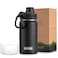 koodee Water Bottle for School12 oz Stainless Steel Vacuum Insulated Wide Mouth Water Flask with Leakproof Spout Lid Black