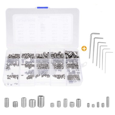 OURUIGE M25 M3 M4 M5 M6 M8 Hex Allen Head Socket Grub Screw 304 Stainless Steel Assortment Bolts Kit with Internal Hex Drive 306Pcs
