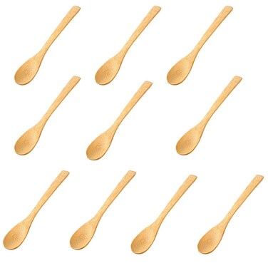 WOIWO 10 PCS Bamboo Spoon Deep Mouth Japanese Handmade Bamboo Spoon Jam Bamboo Spoon Honey Spoon Small Bamboo Spoon Multipurpose Tableware