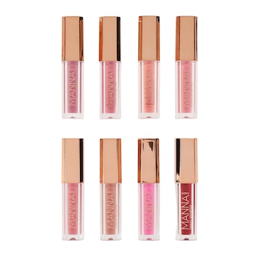 Manna Kadar Lip Euphoria by Manna Kadar Cosmetics 3in1 Lip Primer Lip Stain and Lip Gloss Mini Lip Gloss MuliColored 8 Pack Lip Gloss Set