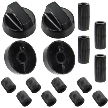 Seentech 4 Pack Control Knobs Replacement with 12 Adapters for Oven Stove and Range  Versatile and Wide Application for Various Models Black