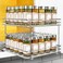 LYNK PROFESSIONAL Pull Out Spice Rack Organizer for Inside Kitchen Cabinets  1014 inch Wide  Slide Out Drawer  Chrome Sliding Spice Cabinet Organization Shelf Racks  2 Tier