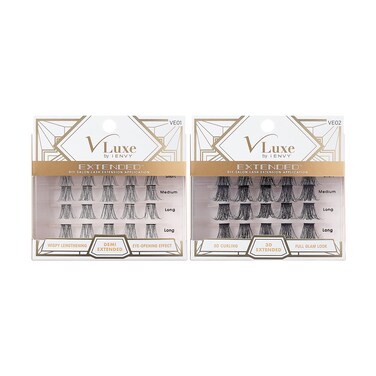 VLuxe Extended Collection DIY Eyelash Extension Demi Extended 3D Extended 2 PACK Featherlight Synthetic Reusable Artificial Eyelashes Multipack Lash Clusters