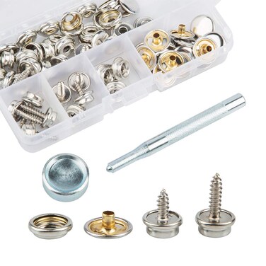 60 Pack Snaps Fastener Screw Kit ToolDanziX Stainless Steel Marine Grade Canvas and Boat Cover Snap Button with 2 Pack Setting ToolSilver