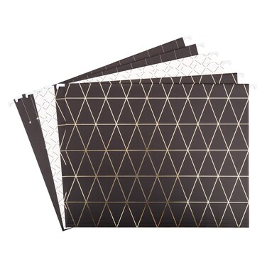 U Brands Classic Hanging File Folders Set Office Supplies Black Gold and White FSC Certified 6 Count