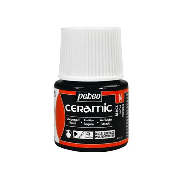 Pebeo 025014 Ceramic Enamel Effect Paint 45 ml Bottle  Black 15 Fl Oz Pack of 1