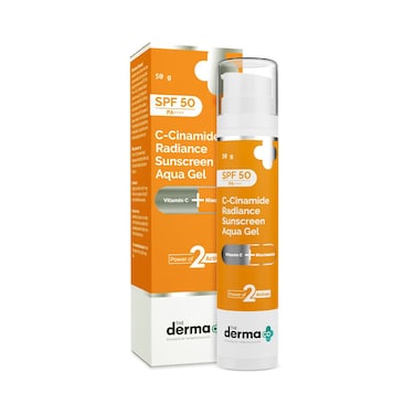 The Derma Co CCinamide Radiance Sunscreen Aqua Gel with SPF 50  PA  Helps Give Glowing Skin with Vitamin C  Niacinamide  NonComedogenic  Lightweight  176 Oz 50g