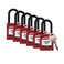 Brady Safety Lockout Padlock Sets  6 Pack  Red  Keyed Alike Safety Lockout Padlocks  1 Key Per Lock  SDPLRED38PLKA6