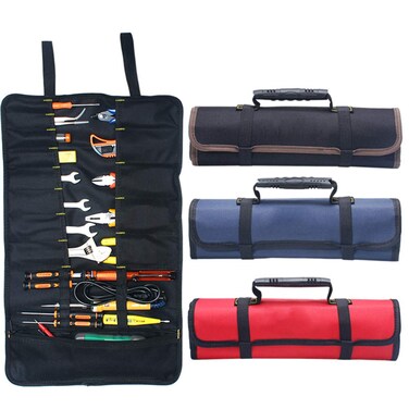 Kani Large Wrench Roll Up Tool Roll Pouch Bag with 22 Pockets Waterproof Canvas Wrench Roll Organizer Bag for Craftwork Handyman Electrician