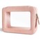 Aveniee Clear Makeup Bag Organizer Portable Travel Toiletry Cosmetic Bag Case for Women Heavy Duty Make Up Pouch with Transparent Vinyl Windows  Gold ZippersPink