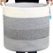 Casaphoria Cotton Rope Storage Basket for OrganizingRound Blanket Basket Living RoomWoven Laundry Basket with Handles for Bathroom BedroomStripe Woven Cotton Laundry HamperGradient Gray