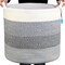 Casaphoria Cotton Rope Storage Basket for OrganizingRound Blanket Basket Living RoomWoven Laundry Basket with Handles for Bathroom BedroomStripe Woven Cotton Laundry HamperGradient Gray