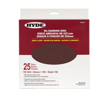 Hyde Round Abrasive Sanding Disc 9 150 Grit 25 Pack fits Hyde Radial Sander