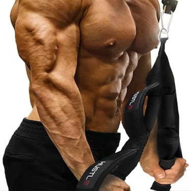 Hustle Athletics Tricep Rope Cable Attachments for Gym Use  Perfect Gym Equipment for HomeGym Accessories  Multi Workout Rope Cable Machine Attachment Best Gym Rope Grip with 4 Antislip Handles