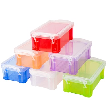 testyu Small Plastic Box 43 X 23 X 15 Stackable Mini Storage Box with Lid Clear Organizer Container for Jewelry Beads Small Crafts Items Accessories  6 Pack