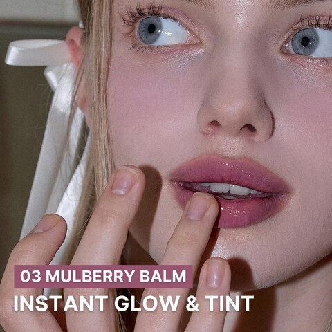 AOU GLOWY TINT BALM Tinted Lip Balm with Natural Gloss Instant Hydration for Chapped Lips 012Oz 03 Mulberry Balm