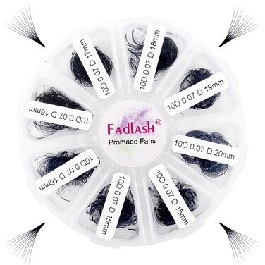 Premade Fans Eyelash Extensions Mixed Tray 1000 Premade Lash Fans 10D Premade Volume Eyelash Extensions Pointed Handmade Promade Loose Fans D Curl Thin Base 10D007D 1520mm