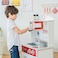 Teamson Kids Little Chef Madrid Classic Interactive Wooden Play Kitchen with Sink Oven and Microwave and Storage Space for Easy Clean Up White with Red Accents