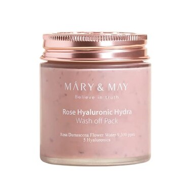 MaryMay Vegan Rose Hyaluronic Hydra Wash Off Mask  Rose Petal and Damask Rose Water Cream Mask for Moisturizing Exfoliation and Blackhead Removal  Korean Skincare 423oz