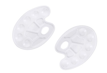 Sowaka 2 Pcs Paint Tray with 10 Wells Palette Rectangular Plastic White Painting Drawing Palette for Kids Painter DIY Craft Project Art Supply Thumb Hole  White