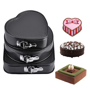WarmHut Springform Pan Set 3 Pieces Cake Molds of Heart Round Square Cheesecake Pan 8910 inch