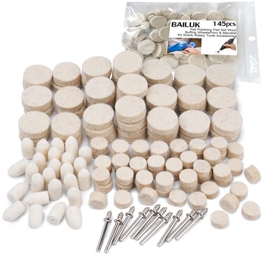 Felt Polishing Buffing Wheel 145Pcs Wool Felt Polishing Pad Wheel Professional Accessories Point  Mandrel 18 Shank Kit for Dremel Rotary Tools