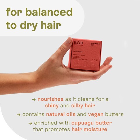 BOB BARS OVER BOTTLES Shampoo Bar  Nourishing Solid Shampoo  pH Balanced Shampoo Bar for Dry Hair  EcoFriendly Vegan Waterless Solid Shampoo