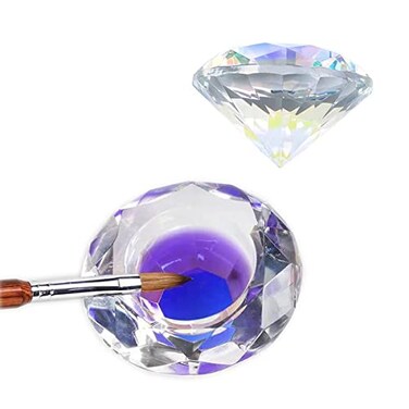 Nail Dappen Dish with Lid ForSewian Crystal Glass Nail Monomer Dampen Dish Holder for Nail Acrylic Liquid  Powder