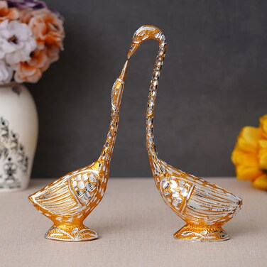 JaipurCrafts Webelkart Pair of Kissing Duck Showpiece  3302 cm Aluminium Golden