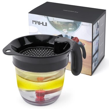 Fat Separator With Bottom Release  1L Grease Separator Cup Fat Skimmer For Cooking Measuring Cup Healthier Gravy Soup Stock And Oil Separator