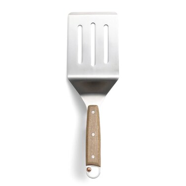 Outset Jackson Stainless Steel Slotted Grill Spatula Acacia Wood Handle Silver 146x42x16