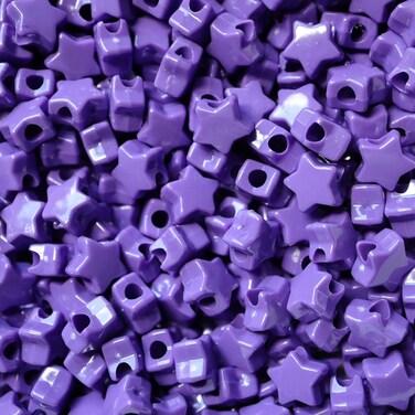 BeadExplosion Star Beads Purple Opaque 13mm Pony Beads Large Hole Made in USA B07872