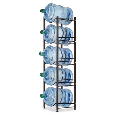 Water Cooler Jug Rack 5Tier Water Bottle Storage Rack 5 Gallon Jugs Water Detachable Heavy Duty Water Bottle Holder Shelf Save Spacer Easy to Assemble for Home Office Organization Copper Bronze