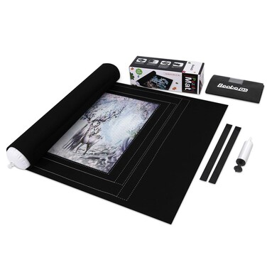 Becko Jigsaw Puzzle Mat Storage Roll Mat with Unique Auxiliary Line Design with Hand Pump  Drawstring Storage Bag for Up to 1500 Pieces