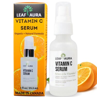 Leaf Aura Vitamin C Serum SulphateFree Organic Natural Formula Brightens Uneven Skin Made In Canada 295ml