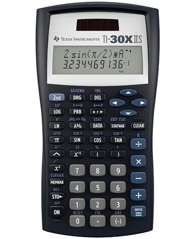 Texas Instruments TI30XIIS Scientific Calculator Black with Blue Accents