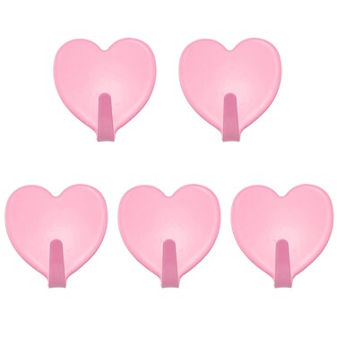 Lind Kitchen 5PCS 40x45mm Stainless Steel HeartShaped Hook Heart Shaped Multifunctional Self Adhesive Door Hook Coat Hooks Wall Mounted Coat Rack Closet Hooks Nordic Pink
