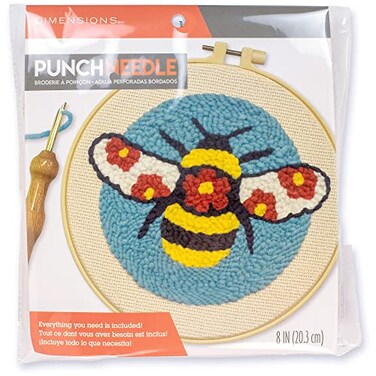 Dimensions Floral Bee Punch Needle Set for Beginners 8 Diameter 7 Piece
