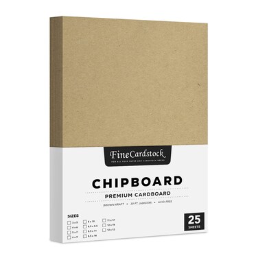 Brown Kraft Chipboard  Medium Weight 30 Point 003 inch Cardboard  Thick and Sturdy Great for Arts and Crafts Packaging Scrapbooking Notepad Backing  25 Chipboard Sheets  11 x 17