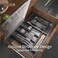 Kurberson Double Layer Silverware Tray with Lid Drawer Organizer for Utensil Tray Cutlery Storage Holder with Cover Black