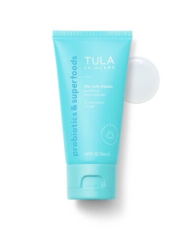 TULA Skin Care The Cult Classic Purifying Face Cleanser TravelSize  Gentle and Effective Face Wash Makeup Remover Nourishing and Hydrating  167 oz
