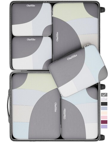 6 Set Packing Cubes for Travel OlarHike 3 Various SizesLargeMediumSmall Luggage Organizer Bags for Travel Accessories Travel Essentials Travel Cubes for Carry on Suitcases Grey