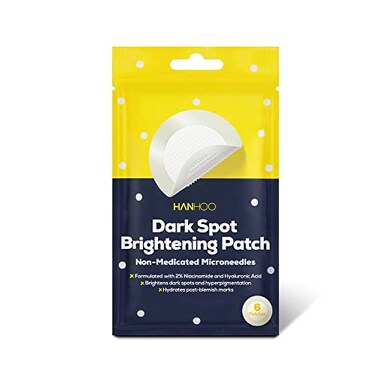 Hanhoo Dark Spot Brightening Patch  Microneedle Patch  Hydrocolloid Patches with Niacinamide and Hyaluronic Acid  Fades Dark Spots and Hyperpigmentation  Crueltyfree  Vegan  6 Patch Count
