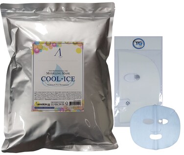 TG153 Anskin Modeling Mask Powder Pack Cool Ice for Soothing hydrating anti aging skin care 22lb1Kg plus Paper precut Facial Mask sheet 10pcs