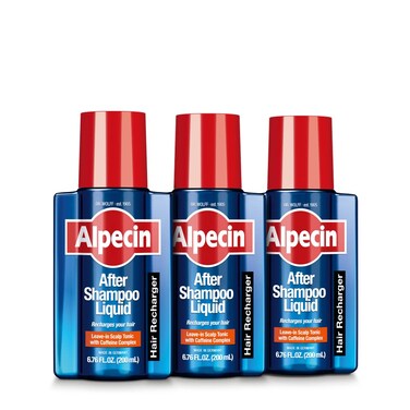 Alpecin After Shampoo Caffeine Liquid Hair Recharger 676 fl oz Pack of 3 Scalp Tonic for Mens Thinning Hair Growth Sulfate Free with Castor Oil