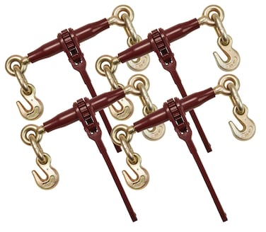 Mytee Products 4 Pack 38  12 Pro Heavy Duty Ratchet Load Chain Binder with with Grab Hooks  12000 Lbs Working Load Limit  Heavy Swaged Barrel ColdDrawn Tubing for Increased Strength