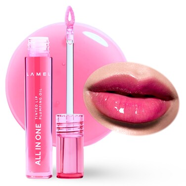 Lamel AllinOne Lip Oil  Lightweight NoSticky Tinted Plumping Hydrating Lip Gloss  Lip Balm for Day  Night Use LongLasting Lip Stain Lip Glow Oil Lip Plumper Tint  Pink Sparkle 402